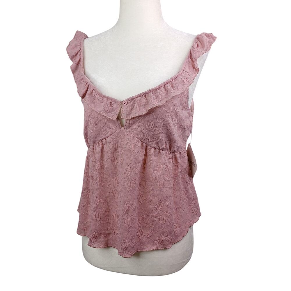 La Peche Blush Pink Lace Babydoll Top Womens L Boho Coquette Fairycore Romantic